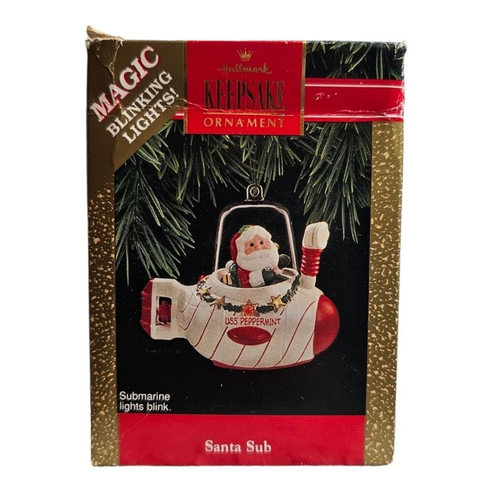 Hallmark Vintage Keepsake Christmas Ornament - 1992 Santa Sub USS Peppermint